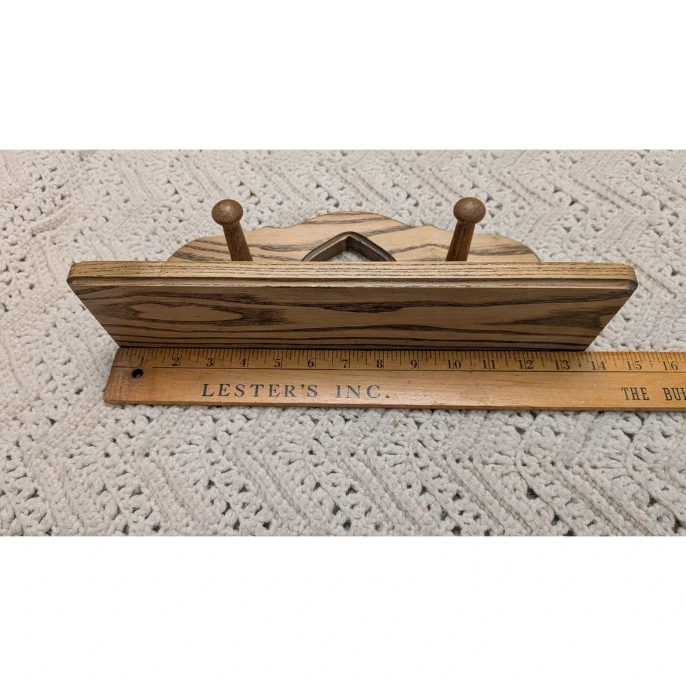 Vintage Wood Wall Shelf Heart Cutout 2 Peg Hooks Rustic Farmhouse Brown 12 Inch